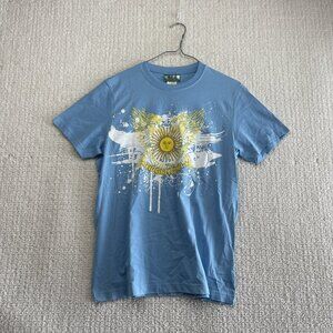 Y2K Argentina T-shirt Baby Blue Alt Grunge Goth Affliction Graphics Tee Sz *M*